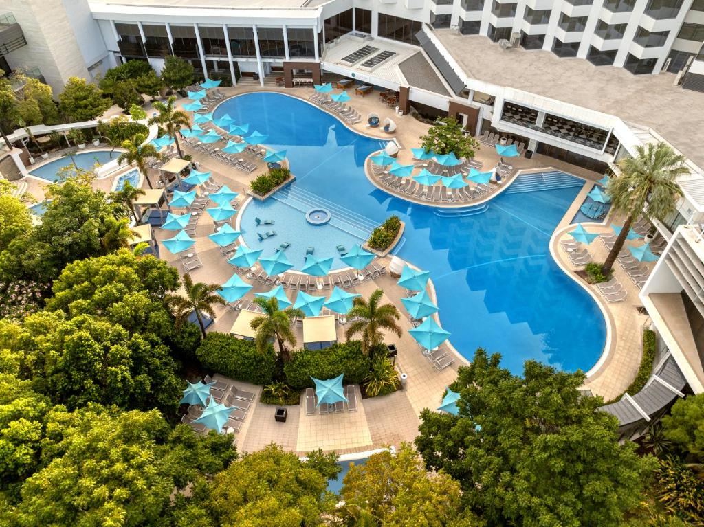 Luxury hotel pool and resort atmosphere